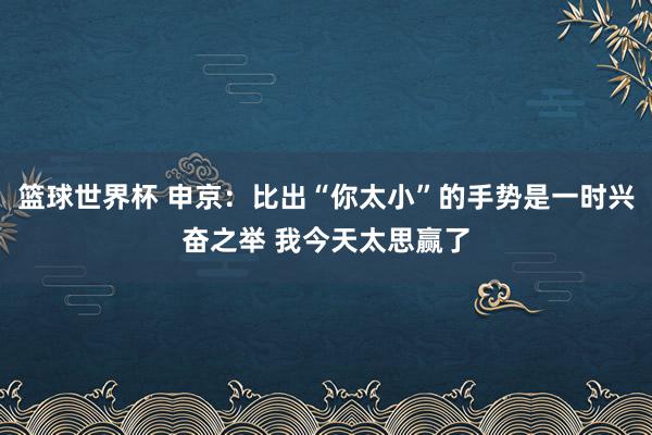 篮球世界杯 申京：比出“你太小”的手势是一时兴奋之举 我今天太思赢了