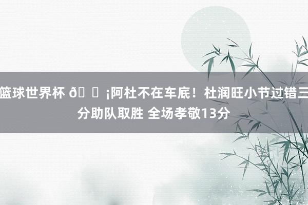 篮球世界杯 🗡阿杜不在车底！杜润旺小节过错三分助队取胜 全场孝敬13分