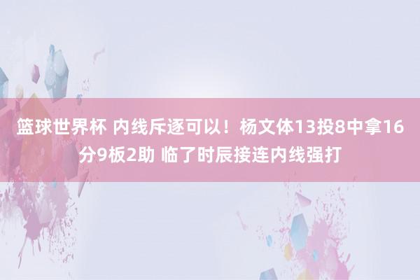 篮球世界杯 内线斥逐可以！杨文体13投8中拿16分9板2助 临了时辰接连内线强打