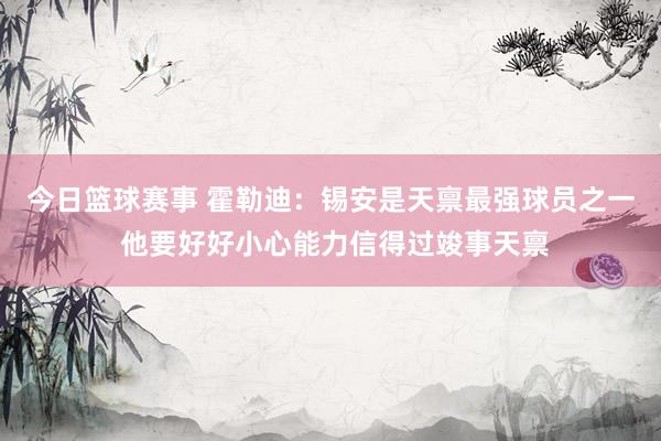 今日篮球赛事 霍勒迪：锡安是天禀最强球员之一 他要好好小心能力信得过竣事天禀